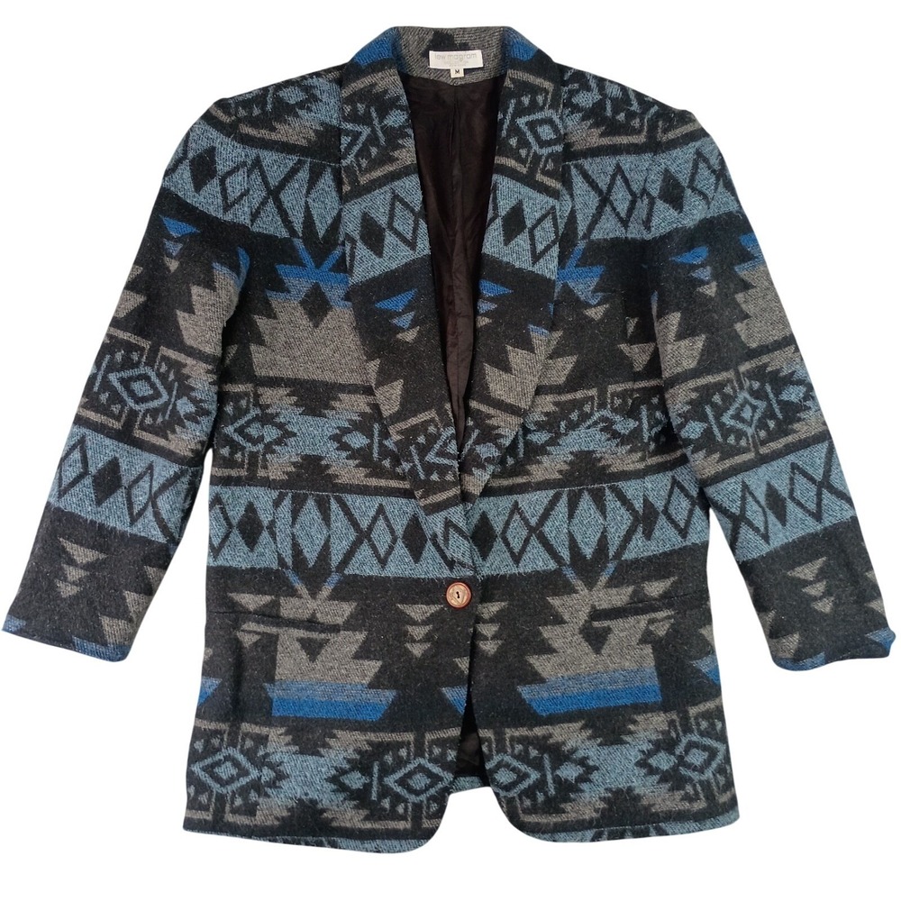Lew Magram Collection Womens M Aztec Geometric Pattern Vintage Blazer Jacket